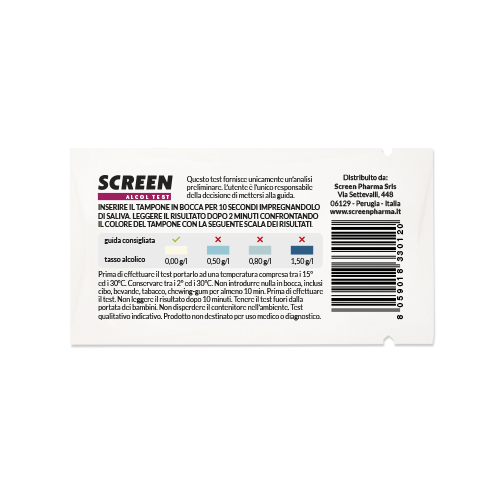 Alcol test saliva usa e getta - Screen alcol - Screen Pharma Shop
